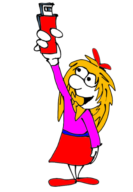 flutegirl.ca holding a usb drive aloft backing up files